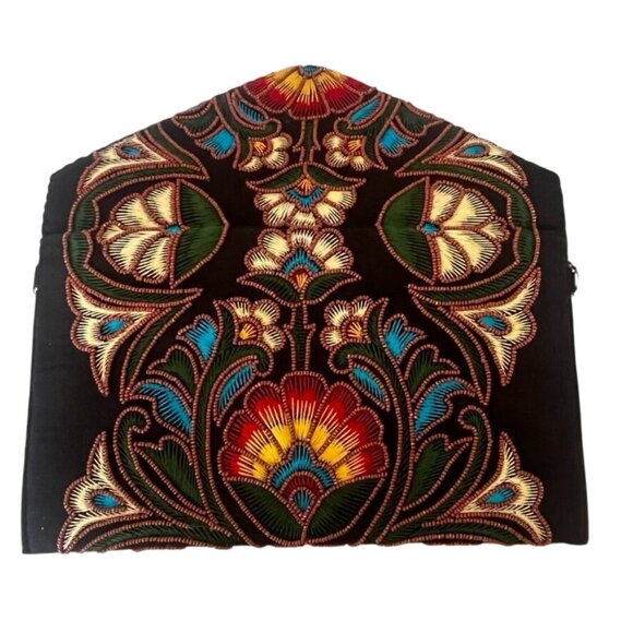 Embroidered Beaded Floral Clutch/Shoulder Bag By Ricki Designs Boho Detach Strap - Picture 4 of 7